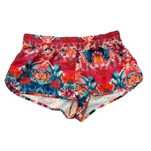 OP Ocean Pacific Floral Shorts Juniors M Hawaiian Surf Beach Shortie Shorts